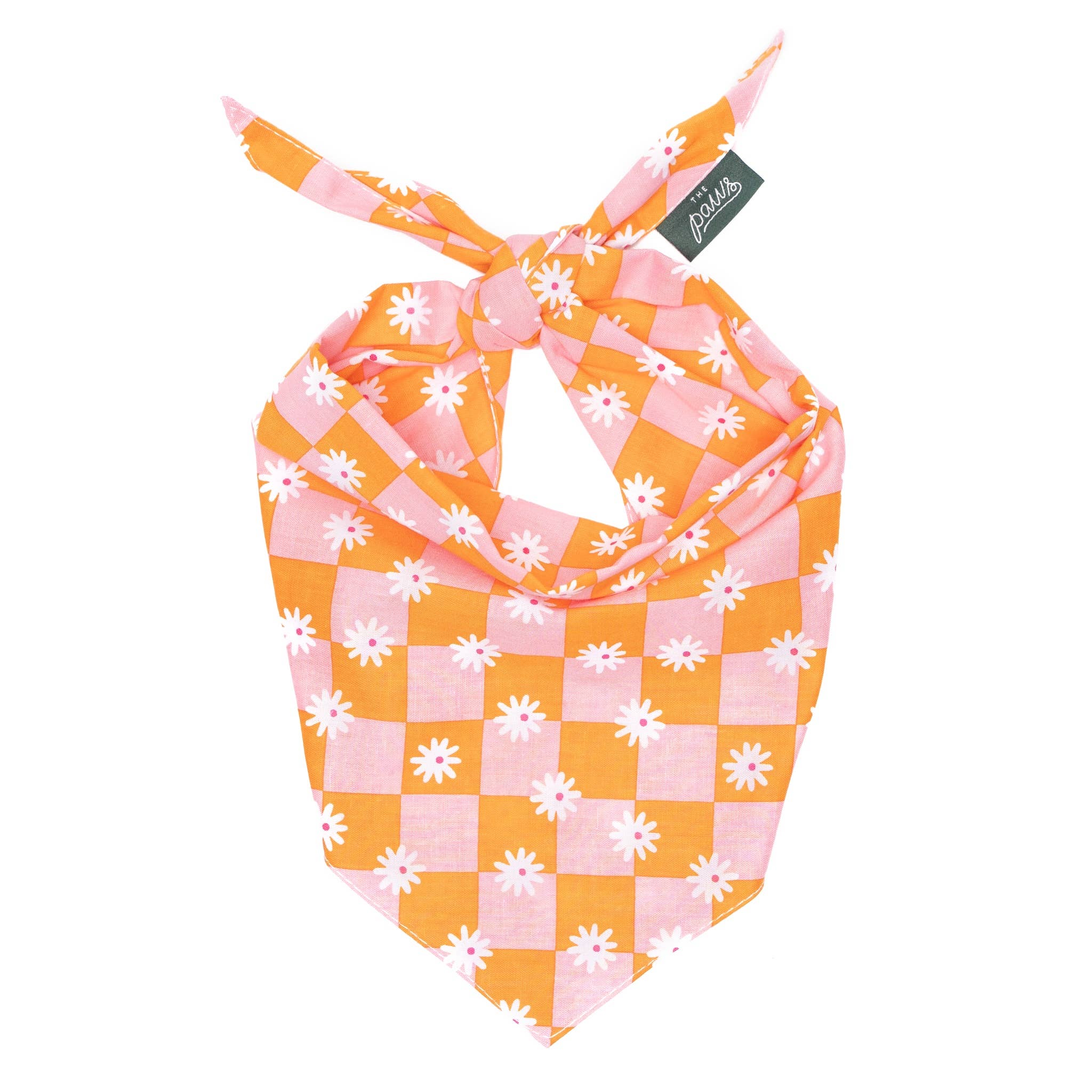 Bandana - oranje roze met bloemetjes